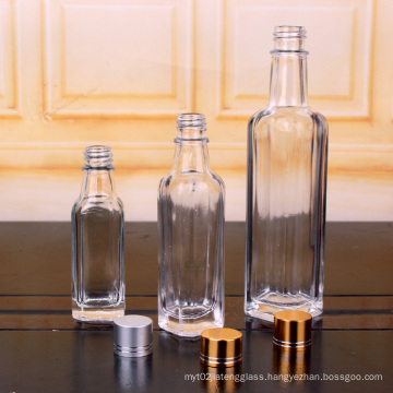 Hot Sell 30ml 50ml 100ml Square Shape Empty Glass Olive Oil Liquor Wine Bottle with Screw Lid